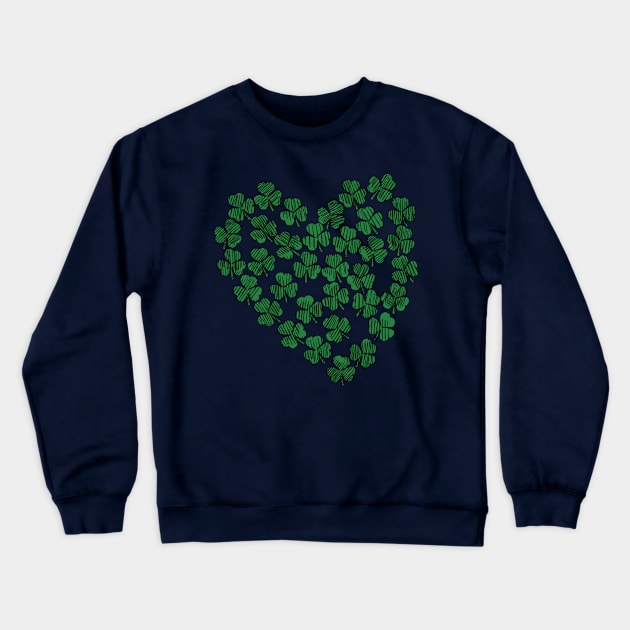 St Patricks Day Green Shamrock Heart Crewneck Sweatshirt by ellenhenryart